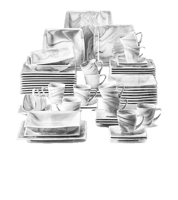 Obrázok produktu pre Sada riadu, biely porcelán, sada riadu, 60 ks mramor