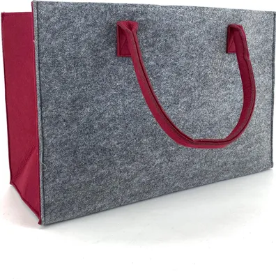 Produktbild von heimtexland ® Allzweck Filztasche Shopper Tragetasche Filz Einkaufstasche Einkaufskorb Kaminholz Korb Shopping Bag XL Tasche Typ717 Grau Bordeaux