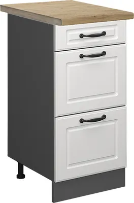 Immagine prodotto di Mobiletto base per cucina Vicco R-Line Bianco rustico 40 cm con cassetti, PL Rovere, Model 45960