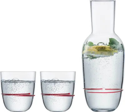Obrázok produktu pre Zwiesel 2 kusy a 1 KAR 1382 KARAFFE 0,75 + 2 BECHER 42 AURA RED 121692 + darčeková ručná výroba