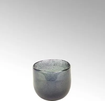Produktbild von Lambert Cellini Vase rund Glas mit Kupfernetz petrol H 12 cm, D 13 cm 17406