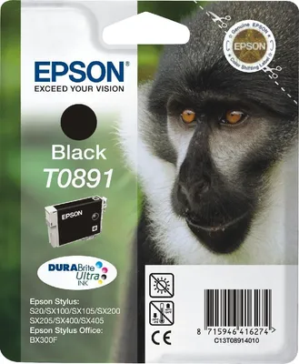 Produktbild von Epson Monkey T0891 Affe DURABrite Ultra Single Black Tinte, Schwarz, Tinte auf Pigmentbasis, 5,8 ml, 1 Stück(e)