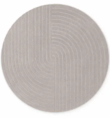 Immagine prodotto di Tappeto rotondo Vikosa Wollteppich Arcura, design ad arco unicolore, grigio chiaro - diametro 120 cm