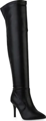 Obrázok produktu pre VAN HILL Dámske ľahko podšité čižmy nad kolená Klasická obuv 840768, Farba: čierna, Veľkosť: 37