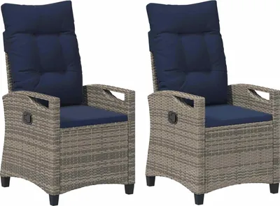 Immagine prodotto di vidaXL Sedia da giardino 2 pezzi Grigio e Blu navy 56 x 60 x 112 cm