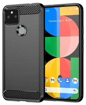 Produktbild von Techsuit Carbon Silicone Back Cover Hülle für Google Pixel 5 - Schwarz