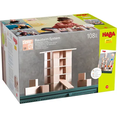 Produktbild von Haba Bausystem Clever-Up! 3.0 - 108-teiliges Holz-Konstruktionsspielzeug