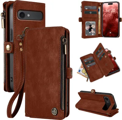Produktbild von Handy Hülle für Apple iPhone 17 Air Geldbeutel Geldbörse RFID Schutz Klapphülle Cover Schutzhülle Wallet Farbe: Dunkelbraun