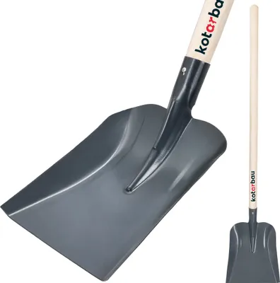 Immagine prodotto di KOTARBAU® Pala robusta 270 x 244 mm Pala da giardino per manico di 38 mm di diametro Pala in acciaio per la raccolta di materiale sfuso CON PALETTA IN LEGNO
