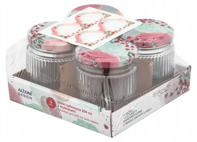 Produktbild von Einmachgläser 200 ml 4er Set mit Twist-Off Deckeln & Etiketten, Vorratsgläser