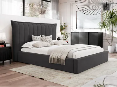 Obrázek produktu pro Manželská čalouněná postel 160x200 AMOL - šedá