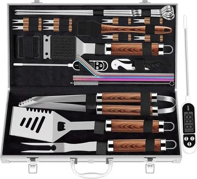 Image de Set d'ustensiles pour barbecue - Set d'accessoires de barbecue haut de gamme – durable – en acier inoxydable