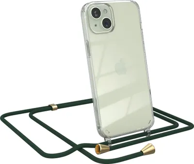 Produktbild von EAZY CASE Handykette kompatibel mit Apple iPhone 15 Plus, Handyhülle mit Umhängeband, Handykordel, Schutzhülle Clear, Band in Grün