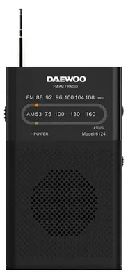 Produktbild von Daewoo DW1027, Tragbar, Analog, AM, FM, 88 - 108 MHz, 530 - 1600 kHz, Schwarz