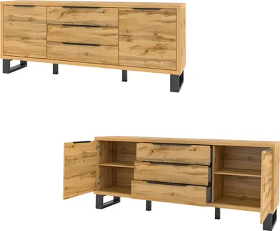 Produktbild von Wohn-/Esszimmer Sideboard in Wotan Eiche Nb. HENDERSON-83, B/H/T ca. 201/83/45 cm