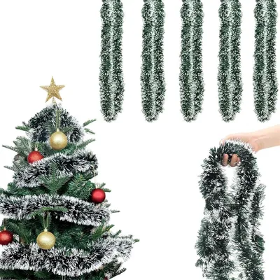Image de Guirlande de Noël de 10 mètres, en PVC, vert et blanc, pour intérieur et extérieur