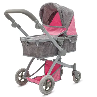 Produktbild von Baby Mix Sophie rosa-grau 2in1 Puppe Kinderwagen