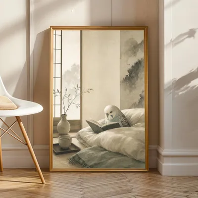 Immagine prodotto di Poster Decords con un pappagallino ondulato in stile acquerello, dimensioni 130 x 183 cm