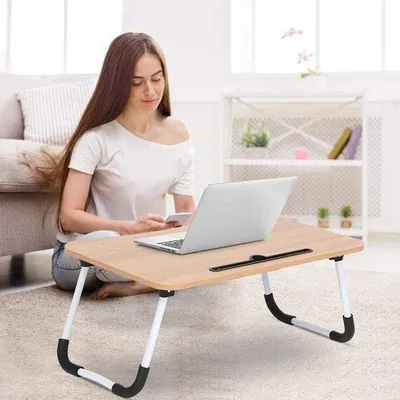 Zdjęcie produktu dla Podstawka pod laptopa z bambusa z regulowanym blatem