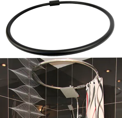 Produktbild von Alu Ringstange Schwarz Matt Rund Ø 80 cm Duschvorhangstange Winkelstange für Duschvorhang