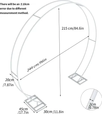 Produktbild von Runder Hochzeitsbogen - Metall Backdrop Ständer - Doppelschiene - 2,4 m 244x215 cm - Blumengirlande - Gartendeko