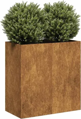 Produktbild von Rostiger Pflanzkübel aus wetterfestem Stahl, dekorativer Pflanzkasten, Hochbeet für den Balkon, Blumenkasten für den Balkon und den Außenbereich, 80x40x80 cm