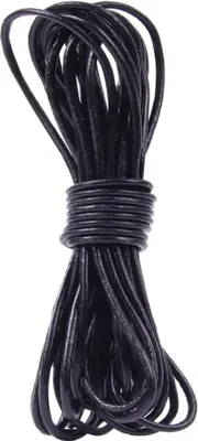 Produktbild von 5M x 2mm Lederschnur Lederband aus echt Leder, Klassik Vintage Band Faden für Armband Ketten Schmuck DIY Handwerk - Schwarz, Natur Echtlederband