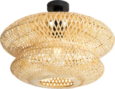 Produktbild von QAZQA - Orientalisch Orientalische Bambus Deckenleuchte I Deckenlampe I Lampe I Leuchte - Ostrava Double I Wohnzimmer I Schlafzimmer - Bamboo Rund - LED geeignet E27