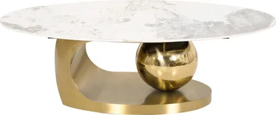 Obrázok produktu pre FURNLUX Konferenčný stolík Modig Marble White And Gold 130 cm / Hlavná farba: biela / Rozmery: 130 x 42 x 70 cm