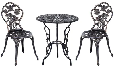 Produktbild von Gartenmöbel Set für 2 Personen, Gartenset Sitzgruppe Balkonmöbel Garnitur mit Tisch & Stuhl in Bronze