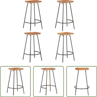 Produktbild von The Living Store Barhocker 4 Stk. Massivholz Akazie