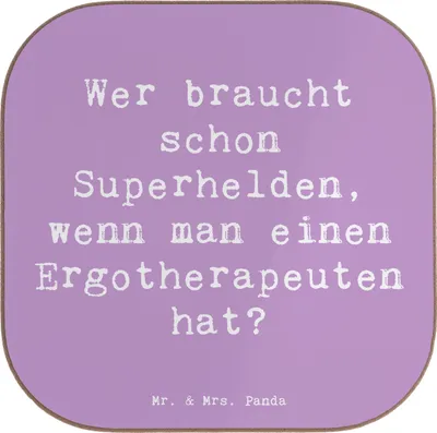 Produktbild von Mr. & Mrs. Panda Untersetzer Glas Spruch Ergotherapeut Held - Lavendeltraum - Geschenk, Geduld, Berufsprodukte, Dankbarkeit, kognitive Beeinträchtigungen, Beruf, Coaster