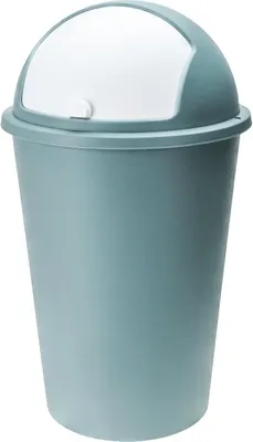 A teal trash can with a white lid is shown against a white background.