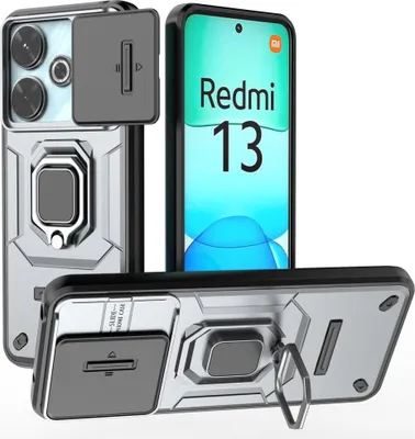 Produktbild von Xiaomi Redmi 13 / Poco M6 4G Hülle - Coverup Ring Ständer Back Cover mit Kamera Schutz - Grau