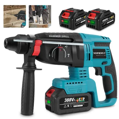 Produktbild von Akku-Bohrhammer Brushless 4-in-1 Multifunktions Bohrhämmer SDS-plus Schlagbohrmaschine mit 2* Akkus und Ladegerät für Bauarbeiten