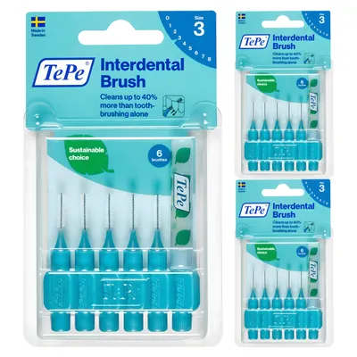 Produktbild von TePe Interdentalbürsten 0,6 mm Blau – 3x6 Stk. – Zwischenraumbürsten