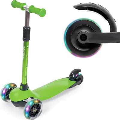 Produktbild von LifeGoods Kinderroller - Roller 2-5 Jahre - 3 Leuchtende LED-Räder - Höhenverstellbar - Jungen/Mädchen - Grün