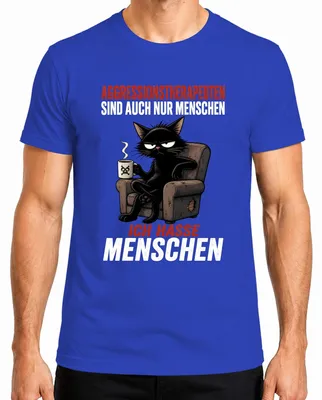 Produktbild von Aggressionstherapeuten Ich hasse Menschen Statement Sarkasmus Herren T-Shirt, Blau, XXL