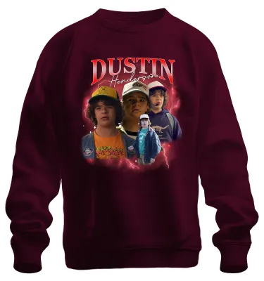 Immagine prodotto di Dustin Henderson Stranger Fan Gift Retro 80s Vintage Hawkins Felpa Unisex Pullover, Borgogna, S