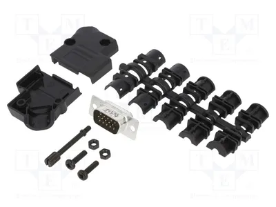 Image de 1 connecteur D-Sub HD à souder, angle de 45°, mâle, 15 broches, pour câbles L17D45PK-P-09, modèle L71