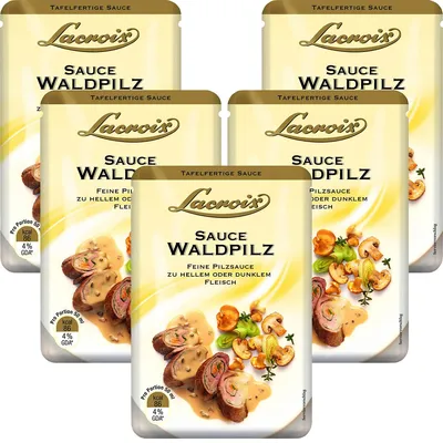 Image de Sauce Lacroix aux champignons des bois finement crémeuse Sauce aux champignons pour la viande 150ml 5pcs