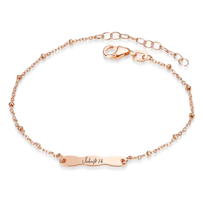 Produktbild von MATERIA by Matthias Wagner Kugel Armband mit Gravur aus 925 Sterling Silber Rosegold vergoldet für Damen oder Kinder 16-19cm in Etui SA-118