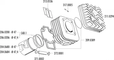 Produktbild von Zylinderkopf Polini 70ccm 47mm für Piaggio AC