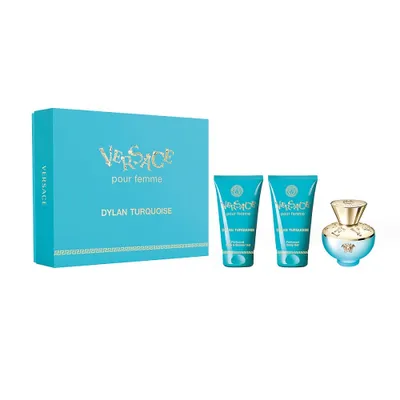 Produktbild von Versace Dylan Turquoise Pour Femme Eau de Toilette, 50 ml + Duschgel, 50 ml + Körperlotion, 50 ml