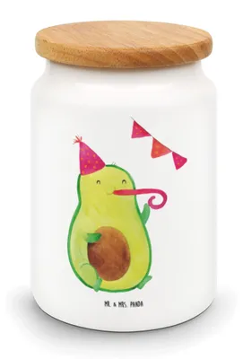 Produktbild von Mr. & Mrs. Panda Dose Avocado Party Zeit - Weiß - Geschenk, Glücklich, Veggie, Aufbewahrungsdose, zuckerdose, Vorratsdose, behälter, Happy Birthday, Geburtstag, Teedose