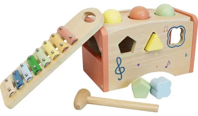 Produktbild von SpielMaus Holz Spielmaus Holz Musik- und Kugelklopfbank 3 in 1