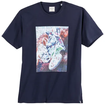 Produktbild von Haupt T-Shirt Übergröße navy Motorrad-Print