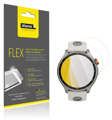 Produktbild von 2x Schutzfolie für myPhone Watch Adventure Folie, 100% Displayabdeckung, dipos Flex