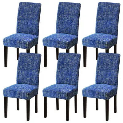 Obrázek produktu pro Sada 6 potahů na židle, elastické, omyvatelné, modré, polyester