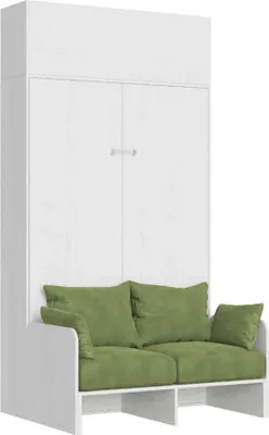 Image de ITAMOBY - Armoire lit 1 place et demi escamotable vertical 120 Kentaro Sofa avec èlèment haut Frêne Blanc-A35